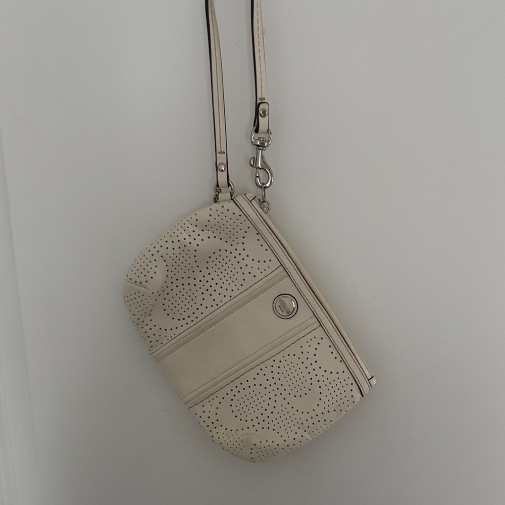 Coach White Wristlet Bag